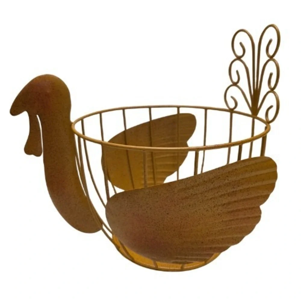 Turkey Egg Fruit Bread‎ Basket Wire Metal Thanksgiving Centerpiece Table Decor